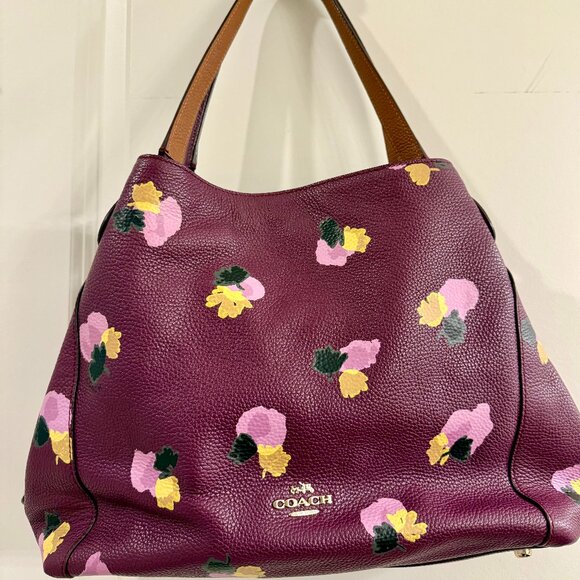 Coach Edi Plumb Floral Shoulder Bag - Picture 1 of 6